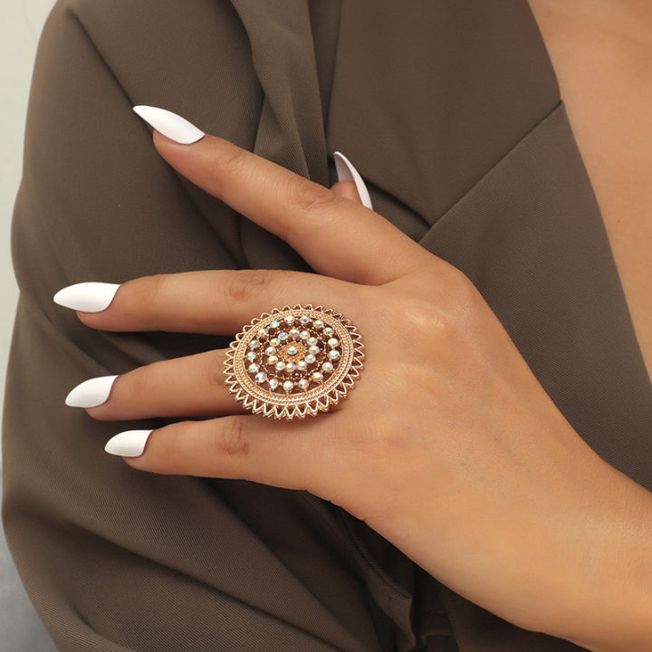American Diamond Studded Round Finger Ring