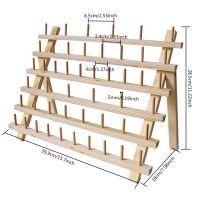 ชั้นวางของบีชที่เก็บของด้ายเย็บผ้าในครัวเรือนที่วางกล่องไม้ชั้นแขวนด้ายขาตั้งไม้พับได้อุปกรณ์เย็บผ้า
