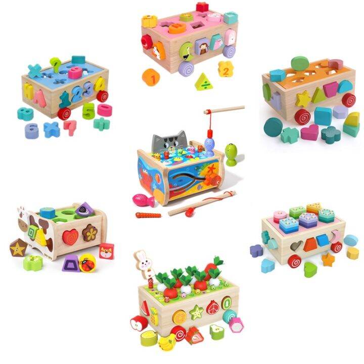 cod-multi-functional-drag-intelligence-box-baby-toy-puzzle-early-education-geometry-shape-matching-trailer-building-blocks