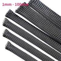 1 Meter 1Mm Hingga 100Mm Kawat Pelindung Berpengait Bersekat Hewan Peliharaan Hitam Perlindungan Kabel Tipis Yang Dapat Direnggangkan Lengan