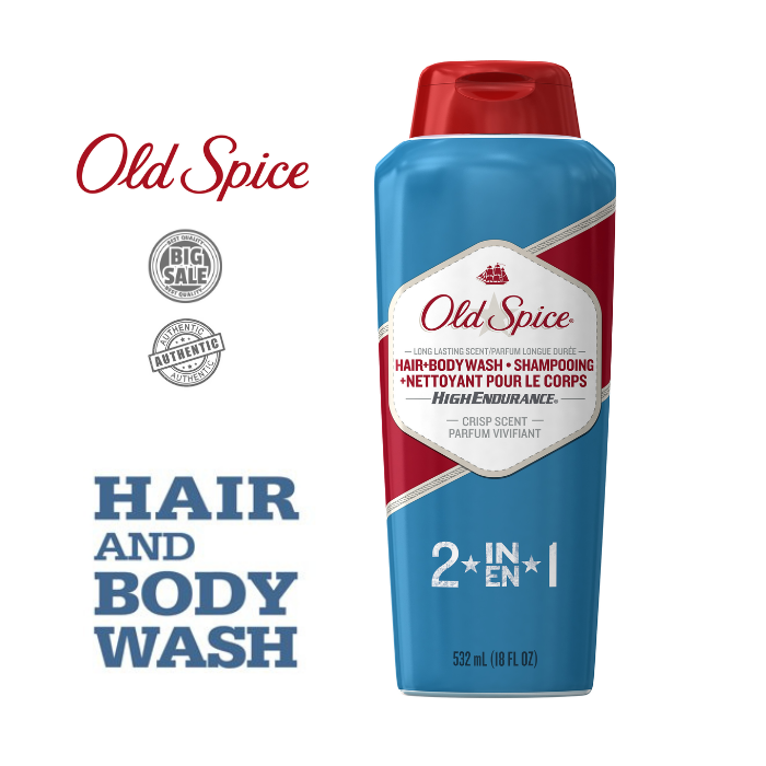 Old Spice BODY WASH SOAP and SHAMPOO 2 in 1 High Endurance Hair + Body