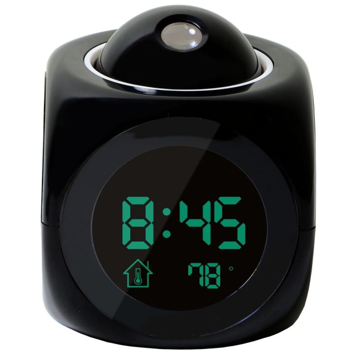 worth-buy-นาฬิกาปลุกเครื่องฉาย-led-ดิจิทัลสำหรับพูดด้วยเสียงแบบมัลติฟังก์ชั่นสีดำ