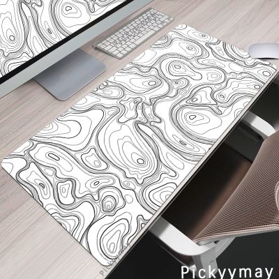 ♂❀ Art Mouse Pad Black And White Large XXL Deskmat Office Mause Mat 900x400cm Table Carpet Rubber Topographic Mousepad Mausepad