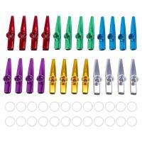 24-Pack Metal Kazoos with 24 Pcs Kazoo Flute Diaphragms 6 Colors,Good Companion for Ukulele, Violin, Guitar, Piano