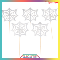 GJCUTE wujiaxin 3 5pcs Halloween baking cake topper decoration spider web plug-in party