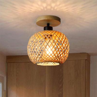 Home Bamboo Light Ceiling Fixture Bamboo Hand- Light Fixture R Rustic Ceiling Lamp Natural Rattan E27 Chandeliers