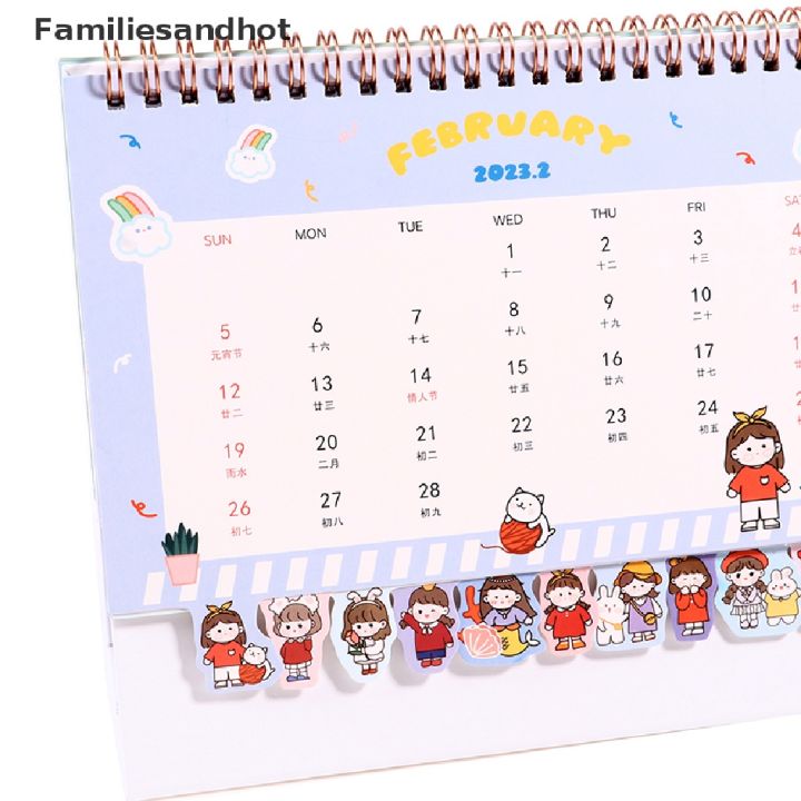 familiesandhot-2023-kawaii-ปฏิทินตั้งโต๊ะ-ขนาดเล็ก-เครื่องเขียนสํานักงาน-ปฏิทินตั้งโต๊ะ