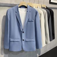 ZZOOI Solid Color Blazer Men Slim Fashion Society Mens Dress Jacket Korean Business Casual Blazer Mens Office Formal Blazer S-3XL