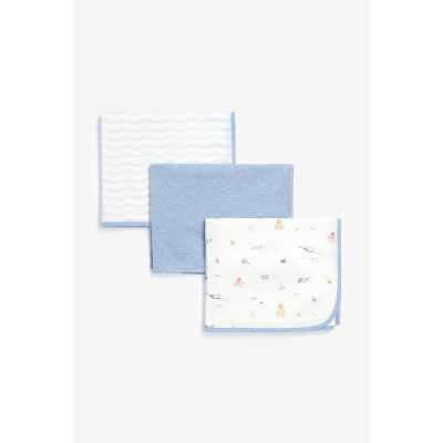 ผ้าห่มเด็ก Mothercare  you, me and the sea jersey blankets - 3 pack UB571