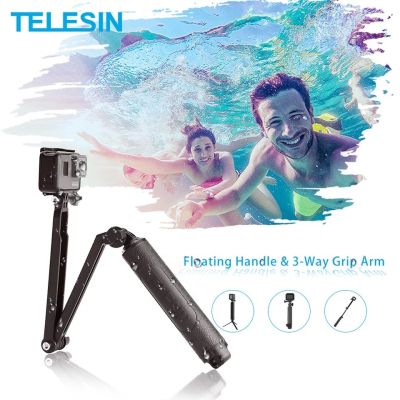 TELESIN 3 Way Grip Tripod Selfie Stick Hand GRIP Monopod Tripod for GoPro Hero 10 9 8 7 6 Gopro Max DJI OSMO Action Insta360 ไม้ 3 way