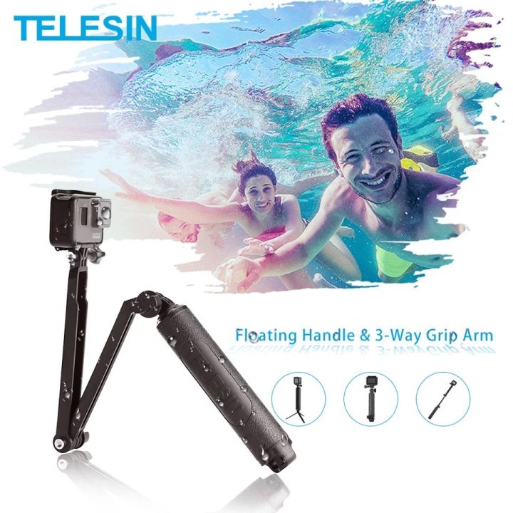 telesin-3-way-grip-tripod-selfie-stick-hand-grip-monopod-tripod-for-gopro-hero-10-9-8-7-6-gopro-max-dji-osmo-action-insta360-ไม้-3-way