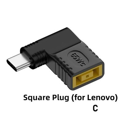 65W DC ปลั๊กสี่เหลี่ยมเป็น USB ประเภท C อะแดปเตอร์สำหรับเลโนโว Charger Laptop PD สายชาร์จสำหรับเร็ว Macbook POCO
