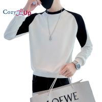 Cozy Up Men S Long Sleeve Hoodie Crew Neck Slim Fit Colorblock โพลีเอสเตอร์ที่สะดวกสบาย