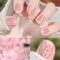 [COD] and summer gentle nail bare powder flower short piece manicure finished detachable fake patch