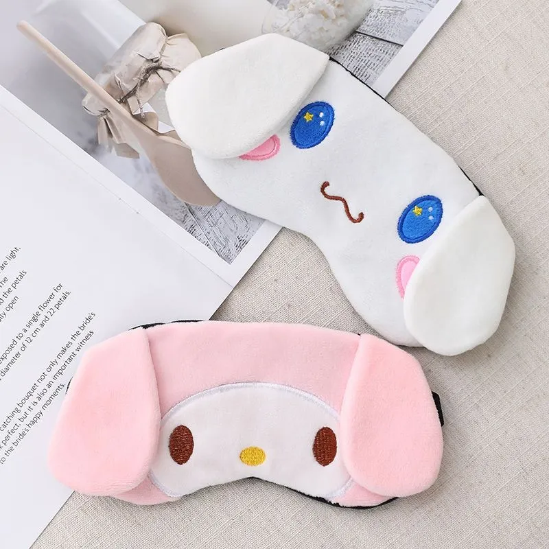 Sanrio estilo japonês cinnamoroll dormir blindfold macio pelúcia máscaras  de olho bonito anime kuromi capa de olho máscara de pelúcia eyepatch  melodia - AliExpress