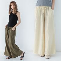 HOT14★Women 2023 New Wide leg Pants Spring Autumn cotton linen Ankle-Length pants Cal loose solid straight women pants soft pants