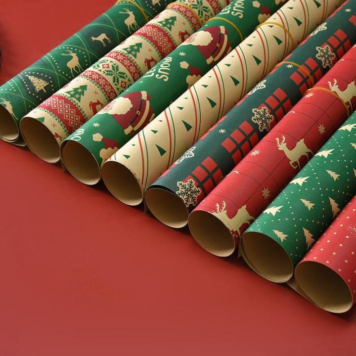 free-shipping-กระดาษห่อของขวัญคริสต์มาสหนังสีเหลืองเกล็ดหิมะซานต้ากระดาษของตกแต่งต้นไม้คริสต์มาสลาย