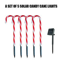 510 Pcs Candy Cane Solar Led Lights Garden Path Decorations Solar Outdoor Light Suitable For Home New Year and Christmas Decor