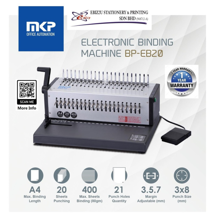 MKP Electric Comb Binding Machine BPEB20 (20 sheets) electric binding