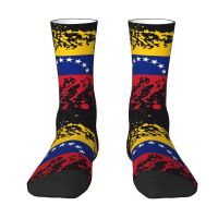 ♣❍  Cute Venezuela Flag Ink Splatter Socks Men Women Warm 3D Printed Bolivarian Republic of Venezuela Sports Football Crew Socks