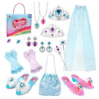 Girls Dress Up Clothes Girls Dress Up Set With Costume Jewelry Heels Crystal Shoe Set Girls Dress Up Set 3-6 Years Old Girls Toys With Princess Shoes Crown Wand Bag admired