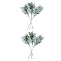 Artificial Flocked Lambs Ear Leaves Dusty Miller Stems Flocked Oak Leaves Lambs Ear Leaf for Home Wedding