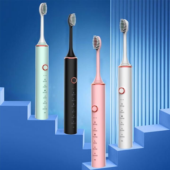 gezhou-หัวแปรงสำหรับฟอกสีฟันตั้งเวลาแปรงสีฟันไฟฟ้าพลังคลื่นเสียงชาร์จได้-มี16โหมด-usb-เปลี่ยนแปรงฟันเป็นของขวัญ