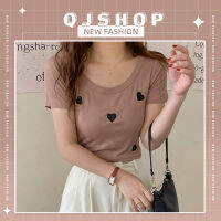 QJshop พร้อมส่ง?เสื้อยืดผู้หญิง เสื้อยืดคอกลมแขนสั้นลายหัวใจ น่ารักน่าใจสุดๆ ดีแบบนี้ใครจะอดใจไหวเล่า❤️‍?