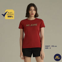 Mc Jeans เสื้อยืดแขนสั้นผู้หญิง คอกลม สีแดง MTSZ962