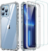 ESR Air Armor 360 Case with Screen Protector, Compatible with iPhone 13 Pro Max Case, Full-Body Case, Tough Case, Military-Grade Protection, with Tempered-Glass Screen Protector 2 Pack, Clear