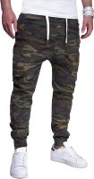 OYOANGLE Mens Camo Print Cargo Pants Drawstring Waist Workout Outdoor Jogger Sweatpants