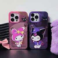 เคสโทรศัพท์มือถือการ์ตูนน่ารักทำนองเพลงของฉัน Kuromi สำหรับ iPhone 14 Pro Max ฝาครอบข้างหลังโทรศัพท์แข็งกันแรงกระแทกสำหรับ iPhone 13 Pro Max เคสสำหรับ Apple โทรศัพท์12 11เคสห่อหุ้ม