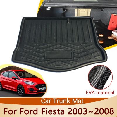 ☽۞₪ Car Rear Trunk Mat For Ford Fiesta MK5 5 V 2003 2004 2005 2006 2007 2008 Accessories Floor Tray Liner Cargo Boot Carpet Auto Mud
