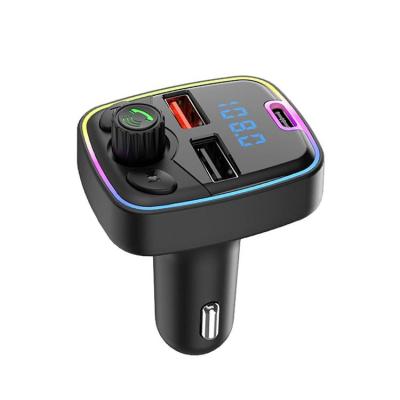 Blue Tooth Car Adapter Auto Blue Tooth Adapter Music Player With Colorful Light Circle Design Full-band FM Transmission And Blue Tooth Hands-free Calling for Car Home there