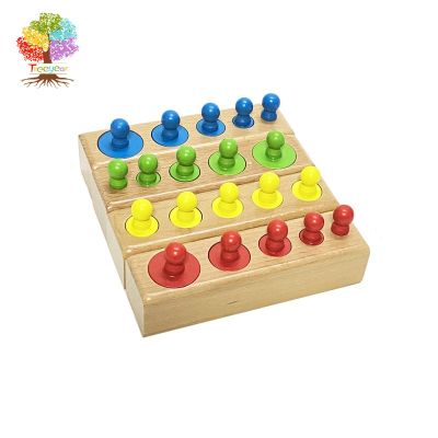 Treeyear Montessori ชุดของเล่นไม้ทรงกระบอกหลายสีสันช่วยเสริมการเรียนรู้เด็ก