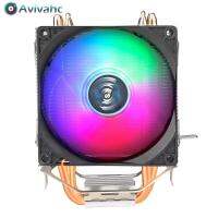 หม้อน้ำทาวเวอร์ RGB 4ท่อความร้อนพัดลมทำความเย็น9ซม. หม้อน้ำไฮดรอลิกแบริ่งไฟสีสันสดใสปิดเสียงอุปกรณ์คอมพิวเตอร์สำหรับ INTEL AMD