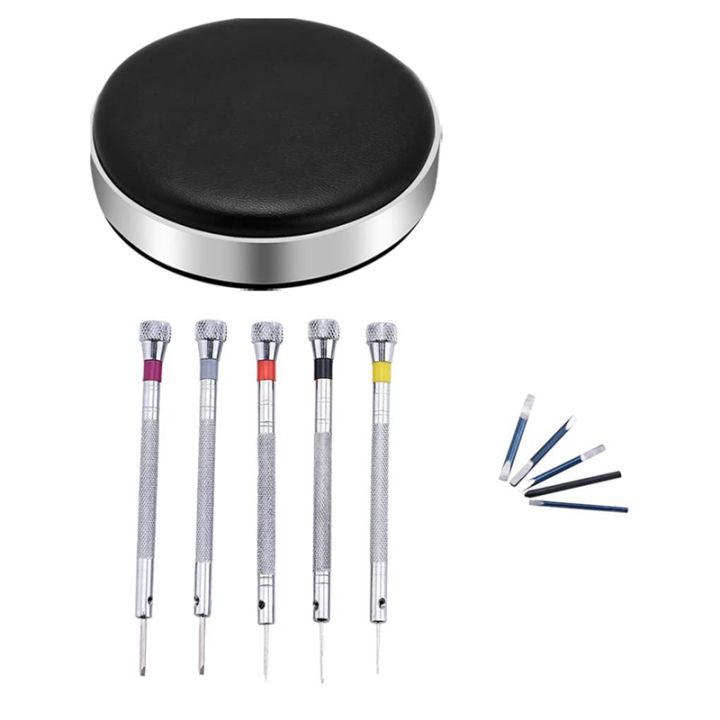 watch-movement-holder-cushion-watch-pad-watch-moving-support-cushion-and-5-pcs-precision-screwdriver-set-eyeglasses-jewelry-watch-repair-tool-with-5-blades