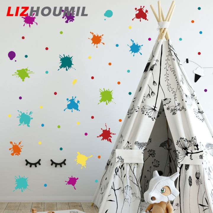 lizhoumil-สติ๊กเกอร์ติดผนังลายสาดสีน้ำหลากสีหมึกพิมพ์ลายศิลปะสติ๊กเกอร์ดีคอลติดผนังตกแต่งห้องเรียนเนอสเซอรี่ห้อง