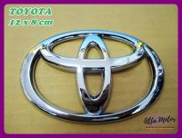 TOYOTA LOGO "CHROME" EMBLEM (size 12x8 cm.) STICKER #โลโก้ สัญลักษณ์ ตรา โตโยต้า ชุบโครเมี่ยม พร้อมกาวติด สินค้าคุณภาพดี