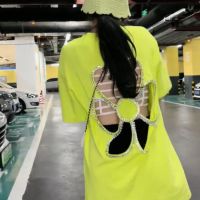 เสื้อยืดลําลอง คอกลม แขนสั้น ทรงหลวม ฉลุลาย สําหรับสตรี