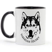 Animal  Husky Color Handle Colour Black Ceramic Coffee Mug Tea Cup Creative Gifts