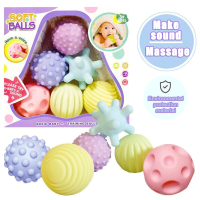 6pcs Baby Touch Hand Ball Toys Rubber Textured Sensory For Children Soft Develop Baby Tactile Senses Toy Training Massage Ball