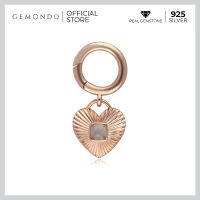 Gemondo จี้เกี่ยวกระเป๋า (Bag Charm) รูปหัวใจทำจากเงินแท้ชุบโรสโกลด์ ประด้วยพลอย โรสควอตซ์  Rose Quartz