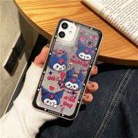 เคสสามารถใส่ได้กับ iPhone 14 13 12 11 Pro X XR XS Max 8 7 Plus SE ลายการ์ตูนน่ารัก Kuromi สีชมพูสำหรับหญิงสาวกันกระแทกแบบใสฝาหลังเคสโทรศัพท์นิ่มโปร่งใส