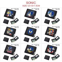 Sonic The Hedgehog Peripheral Wallet Cartoon Fashion Simple High-value PU Half-fold Leather Wallet Short Card Holder Coin Purse