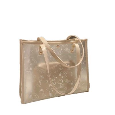 ❃▫✠ Office Worker Handbag Net Red Famous Portable Tote Bag Women Summer Transparent Jelly Bag Large Capacity Shoulder Bag