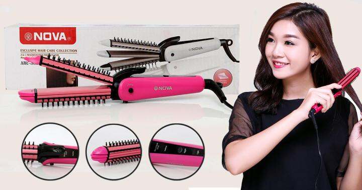 Pulla Hair Straightener and Crimper - 4 in 1 Tourmaline Ceramic Flat and Curling  Iron for Hair