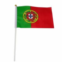 Free Shipping Portugal flag 10pcs 14*21cm Portugal hand flags with plastic Stick Handing Flag World National Flag