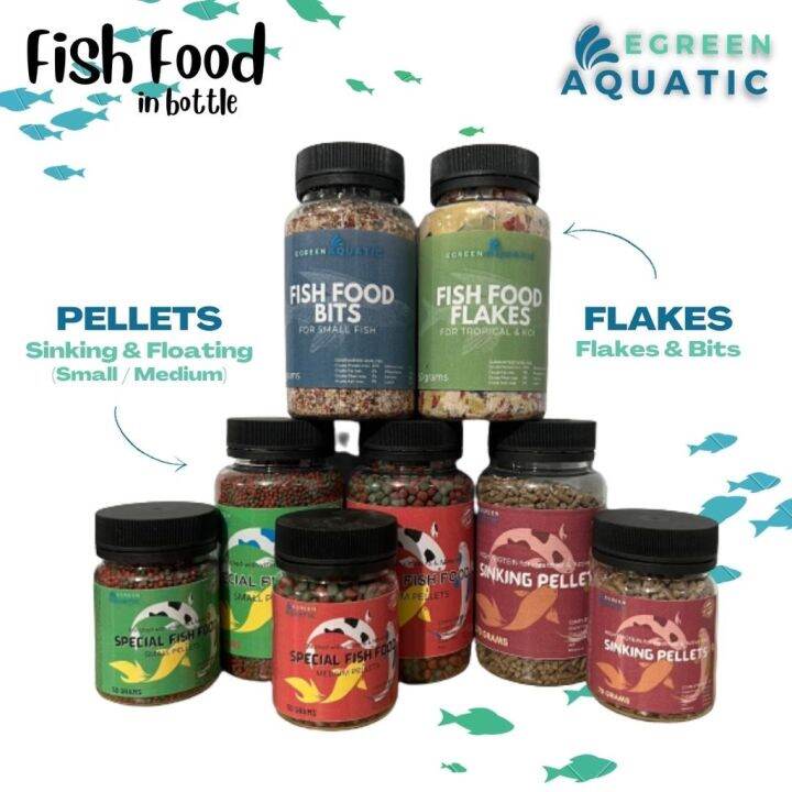 FISH FOOD Flakes Pellets in a Bottle (Sealed) Sinking Floating Pellet