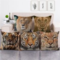 [COD] animal face lion tiger linen pillowcase pillow cross-border platform manufacturers supply 1730